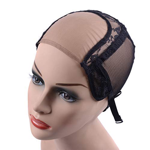 yantaisiyu S, Black: 44 U Part Wig Caps With Lace Net For Making Wigs With Adjustable Straps Mesh Wig Cap(Black S)