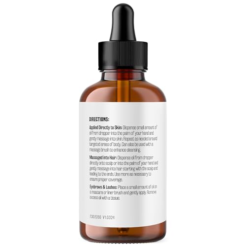 M3 Naturals 100% Pure Organic Castor Oil for Hair Growth, Face and Body Care | Hexane-Free, Cold Pressed, Unrefined in a 4 fl oz (118M) Glass Bottle with Droplet | Promotes Thicker Lashes and Eyebrows