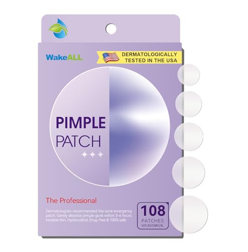 Pimple Patches for Face, 5 Sizes(8,10,12,14,16mm)108 pcs Acne Patches Hydrocolloid Precise Matches Different Sizes Acne, Spot Stickers With Tea Tree Oil Salicylic Acid Centella Covering Zits Blemishes