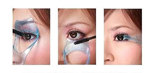 Blue : 3Pcs Plastic Makeup Upper Lower Eye Lash Mascara Guard Applicator With Comb Eyelashes Curlers Shields Applicators (Blue)