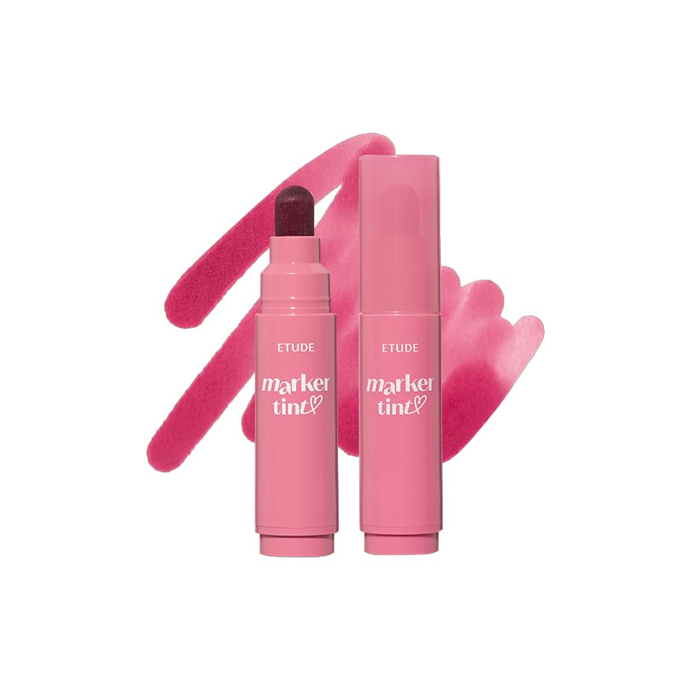 ETUDE Dear Darling Marker Tint #2 Mono Plum (5g) | Hydrating & Long Lasting Lip Stain | High Pigmented Lip Maker with Easy Drawing Tip | Korean Daily Lip Tint, Korean Makeup, Kbeauty, Perfect for Gift