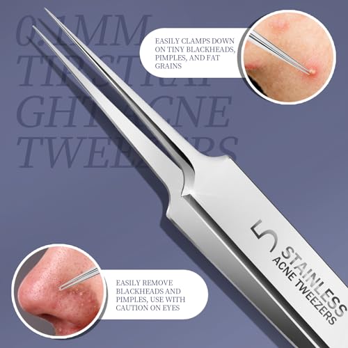 Teenitor Blackhead Remover Tools, Pimple Popper Tool Kit, Ingrown Hair Tweezers, Blackhead Extractor Pimple Extractor Ingrown Hair Removal Kit, Black Head Remover for Face