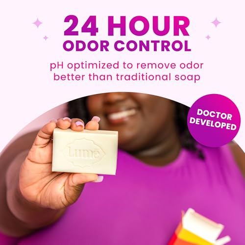 Lume Acidified Body Cleansing Bar - 24 Hour Odor Control - Removes Odor Better than Soap - Moisturizing Formula - Formulated Without SLS and Parabens - OB/GYN Developed - 5 ounce (Lavender Sage)