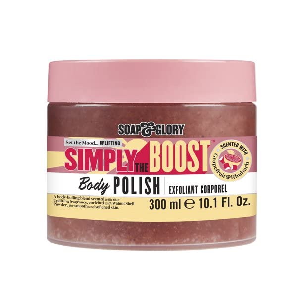 Soap & Glory Simply The Boost Exfoliating Body Scrub - Smoothing & Buffing Body Scrub - Body Polish with Vitamin B5, Vitamin C, & Vitamin E (300ml)