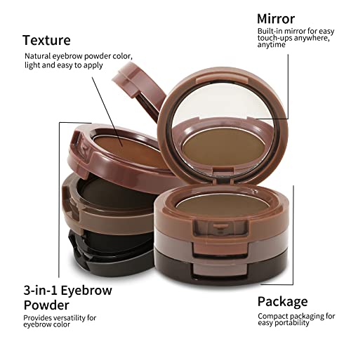 Boobeen 3 Color Eyebrow Powder Palette, Waterproof Eyebrow Makeup, Brow Definer to Shape Perfect Brow