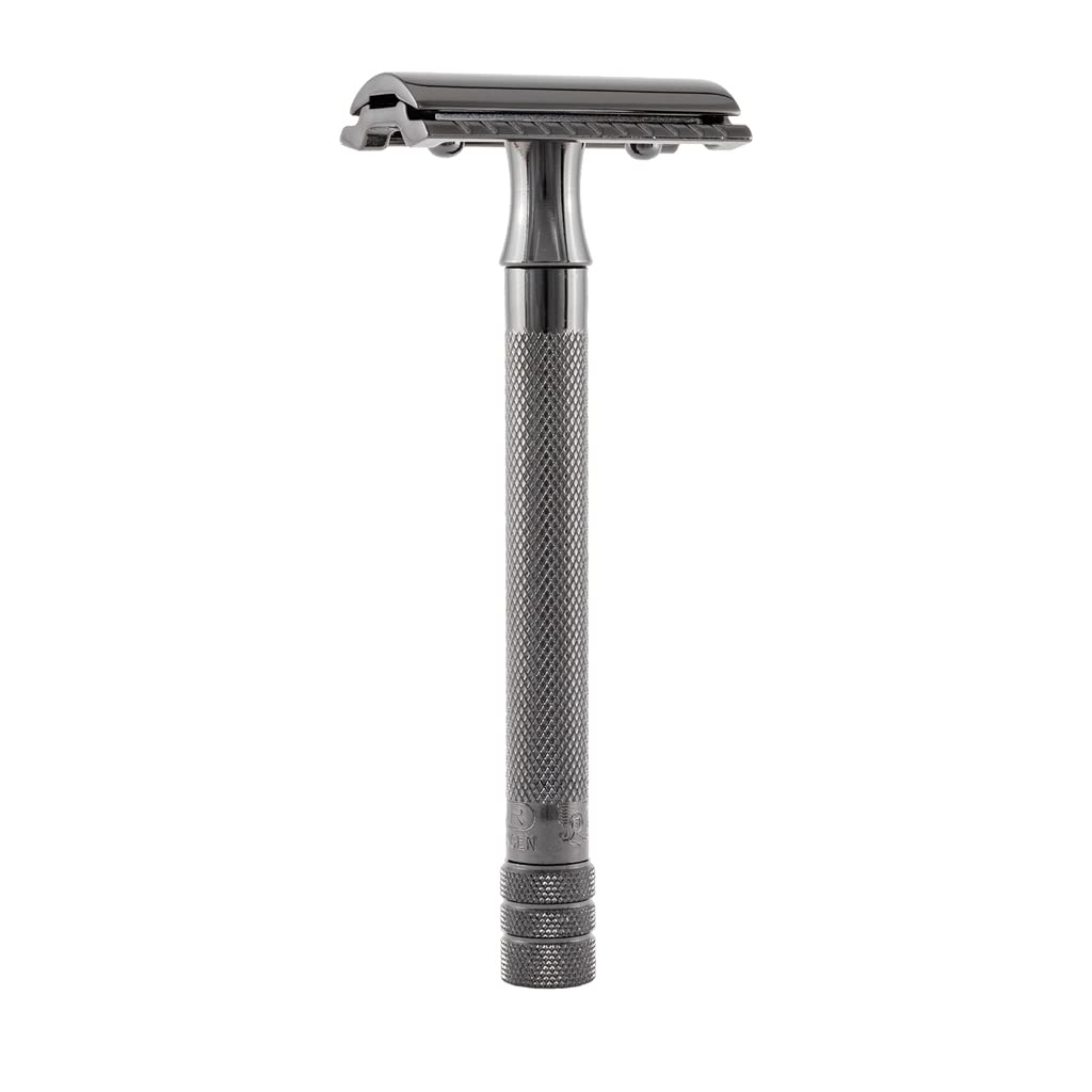 Merkur 23C Double Edge Safety Razor, Extra Long Handle, Black PVD Coated