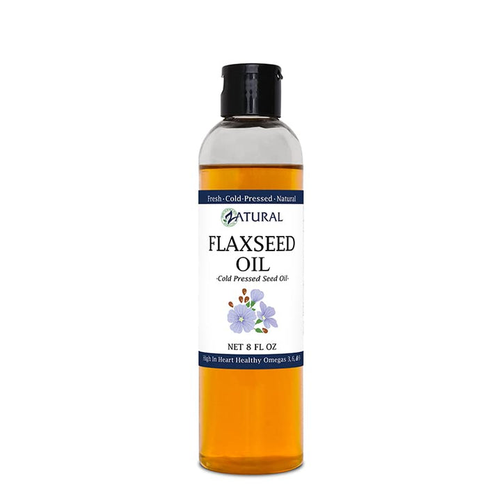 Zatural Flaxseed Oil Organically Grown 100% Pure Flax Seeds Cold Pressed Vegan Omega Fatty Acids (8oz)