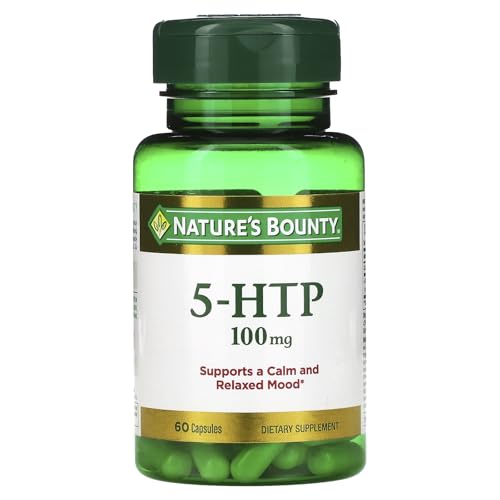Nature's Bounty 5-HTP Pills and Dietary Supplement, Supports a Calm and Relaxed Mood, 100mg, 60 Capsules