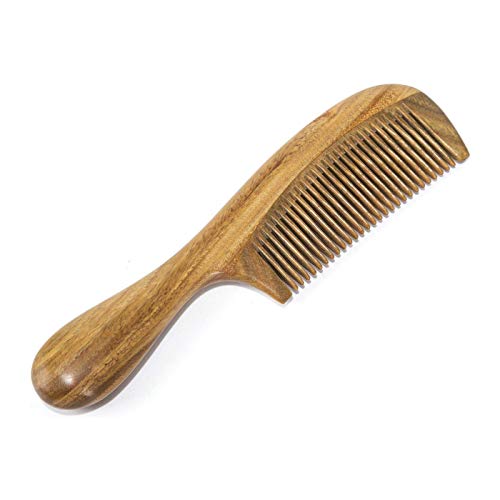BEINY BEINY Natural Green Sandalwood Comb - Anti Static Wooden Hair Comb with Thickening Round Handle for Hair Health and Festival Gift