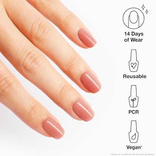 OPI xPRESS/ON Somewhere Over the Rainbow Mountains | Nude Short Round Press On Nails | With Nail Glue | Spring Collection