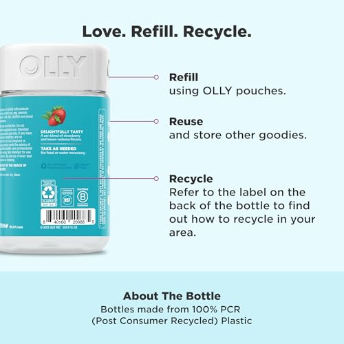 OLLY Goodbye Stress Gummy, GABA, L-Theanine, Lemon Balm, Stress Relief Supplement, Berry - 60 Count