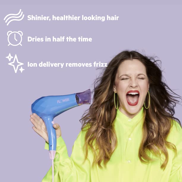 Flower Beauty Ionic Pro Dryer - Lightweight & Powerful Professional Dryer for Fast, Energy-Efficient Hair Drying - Adjustable Airflow & Two Heat Settings - For All Hair Types
