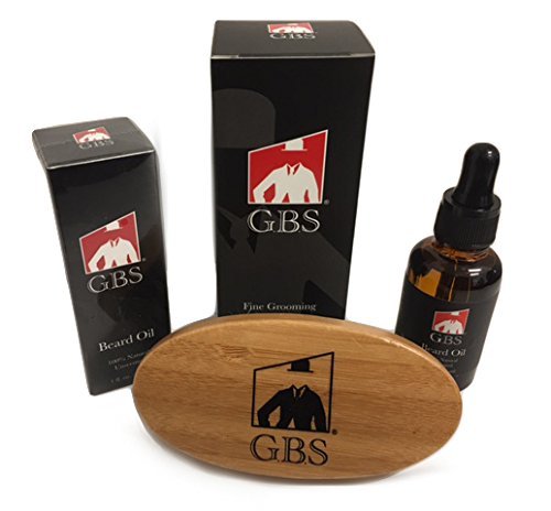 GBS Beard Oil With Premium Oval Wood Beard Brush with Boar Bristles