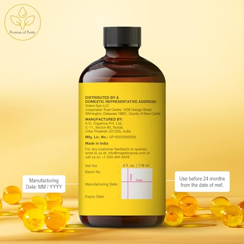 Majestic Pure Vitamin E Oil - 100% Pure & Natural, 20,000 IU | Premium Grade, Cold-Pressed and Tocopherol to Repair Dry, Damaged Skin| Moisturizing Skin, Hair and Scalp 4 Fl Oz