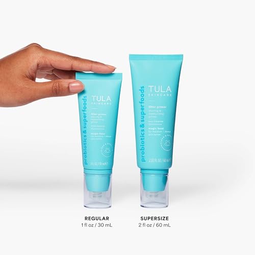 TULA Skin Care Face Filter Blurring and Moisturizing Primer - Magic Hour, Evens the Appearance of Skin Tone & Redness, Hydrates & Improves Makeup Wear, 1fl oz