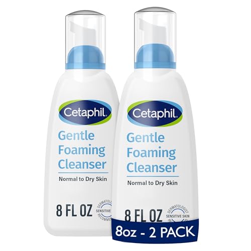 Cetaphil Oil Free Gentle Foaming Cleanser For Dry to Normal, Sensitive Skin, 8oz Pack of 2, Made with Glycerin and Vitamins B5 and E, Dermatologist Tested, Hypoallergenic, Soap Free, Fragrance Free