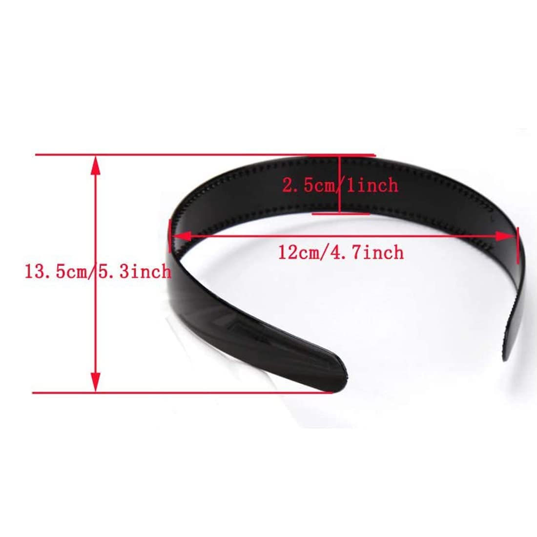 Plastic Headbands,20 PACK Black Plain Craft Plastic Headbands,1 Inch Plastic Hard Headband with Teeth Head band Women Girls