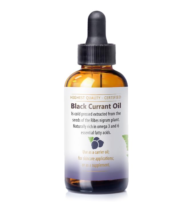 Nuvia Organics Black Currant Oil- 100% All Natural, Cold Pressed, Naturally Rich in Omega 3 and 6 Essential Fatty Acids; 1oz