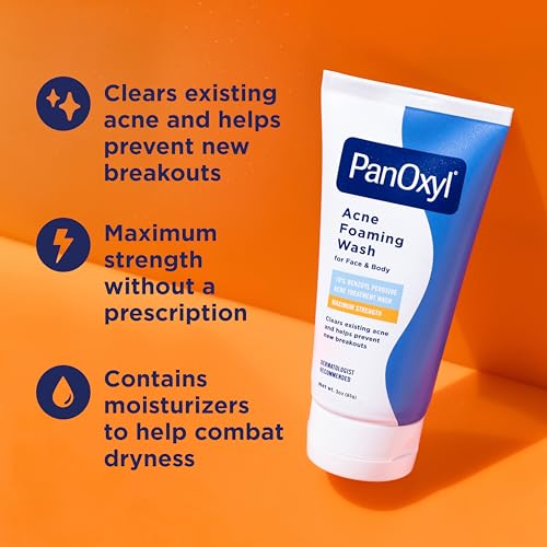 PanOxyl Acne Foaming Wash Benzoyl Peroxide 10% Maximum Strength Antimicrobial, 3 oz. - Travel Size