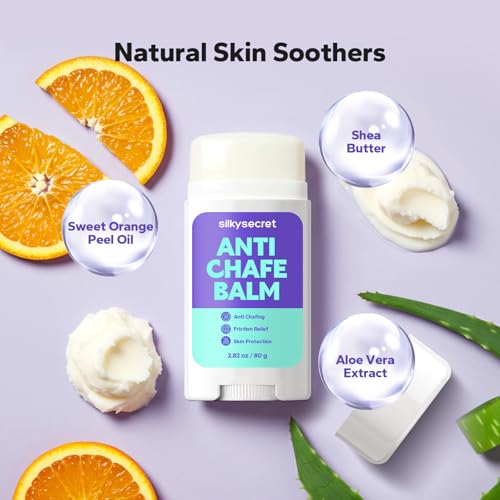 SilkySecret Anti Chafing Stick (2.82 Oz), Anti-Chafe Balm for Women & Men, Glide-On Comfort for Thighs, Underarms & Sensitive Areas, Long-Lasting Skin Protection