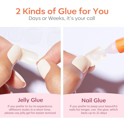 modelones Red Short Press on Nails Oval Fake Nails with Nail Glue, Adhesive Tabs, Nail File, Prep Pad, Manicure Stick, 32Pcs 16 Sizes, Fall Halloween