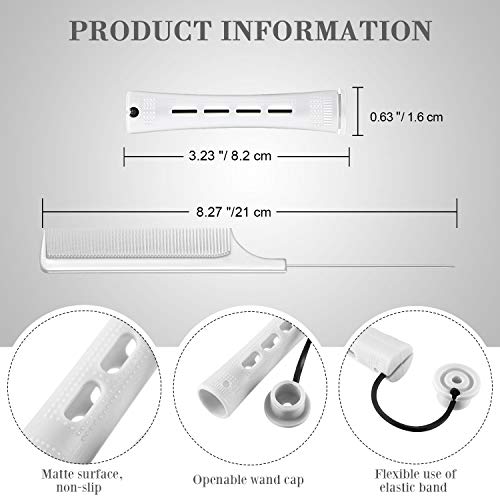 WILLBOND 36 Pieces Cold Wave Rod Hair Perm Rods Hair Rollers Perming Rods Curlers with Steel Rat Tail Comb for Hairdressing Styling