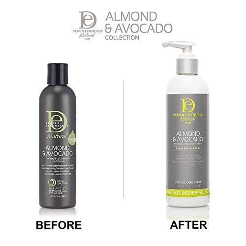 Design Essentials Almond & Avocado Moisturizing & Detangling Leave-In Conditioner for Curly Hair, 12 Ounce