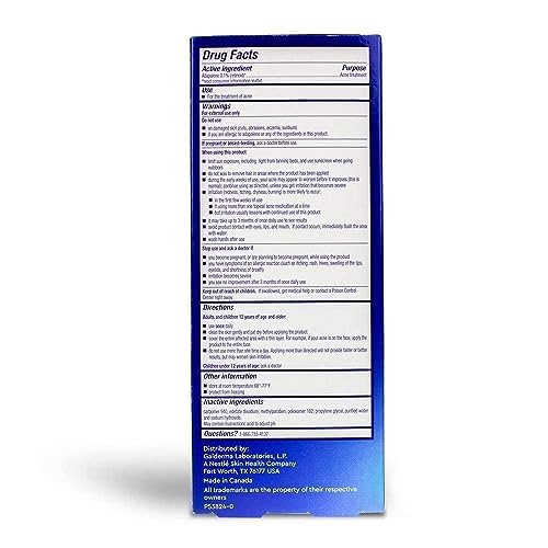 Differin Adapalene Gel 0.1% Acne Treatment, 45 gram, 180-day supply, 1.6 Ounce (Pack of 2)