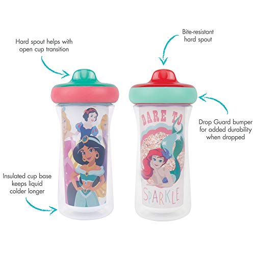 The First Years Disney Princess Kids Insulated Sippy Cups - Dishwasher Safe Spill Proof Toddler Cups - Ages 12 Months and Up - 9 Ounces - 2 Count