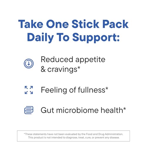 Daily Nouri FeelFull Prebiotic Lemonade Drink Mix with Chromium | for Natural Feeling of Fullness, Appetite & Cravings Support | Dietary Fiber for Gut Microbiome & Metabolic Health | 30 Stick Packs