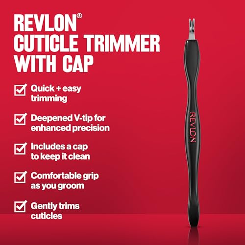 Revlon Cuticle Trimmer With Cap, High Precision V-Tip and Comfortable Grip for Gentle and Easy Trimming, 1 Count