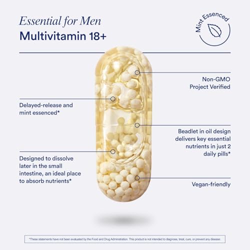 Ritual Multivitamin for Men 18+ with Zinc, Vitamin A and D3 for Immune Function Support*, Omega-3 DHA, B12, K2, Gluten Free, Non-GMO, Vegan, Mint Essenced, 30 Day Supply