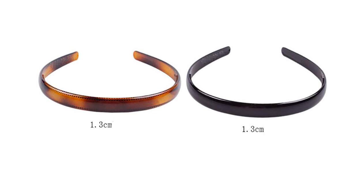 Set of 2 Women Hard Plastic Headband Hair Hoop Black and Brown High-grade Headwear Hairband (Style B#)