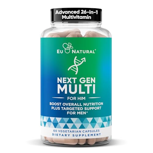 Next Gen Multi for Him Advanced Men’s Multivitamin Supplement – 26-in-1 Multiblend for Beard & Hair Growth, Men’s Reproductive Health, Metabolism, Heart, Skin, Prostate Support, More – 60 Veg Capsules