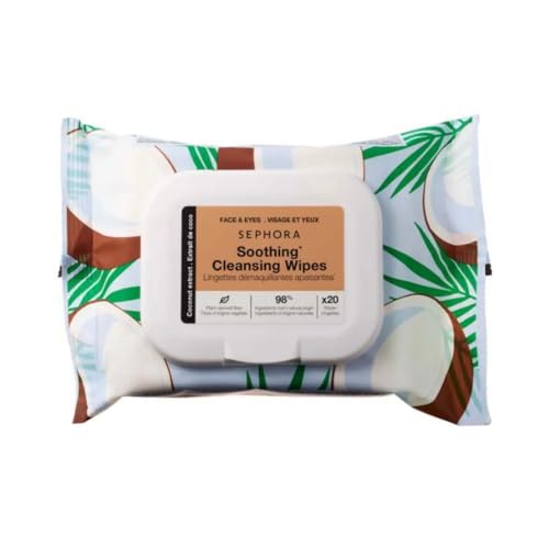 Sephora Favorites Face & Eye Coconut Soothing Cleansing Wipes - 1 Pack of 20 Wipes