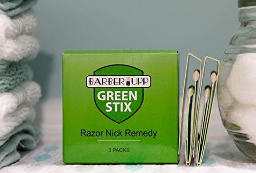 BARBERUPP Styptic Stick Shave Accessories (Green Stix, 3 Pack) Stops Bleeding For Razor Nicks For Men & Women - Sanitary and Great For Barbers or Personal