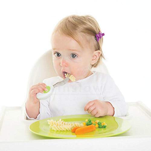 doddl Toddler Utensils, Ergonomic Fork Spoon and Knife Set for Self Feeding, Stainless Steel Silverware for 1-3 Year Olds, BPA Free, Dishwasher Safe (Aqua)