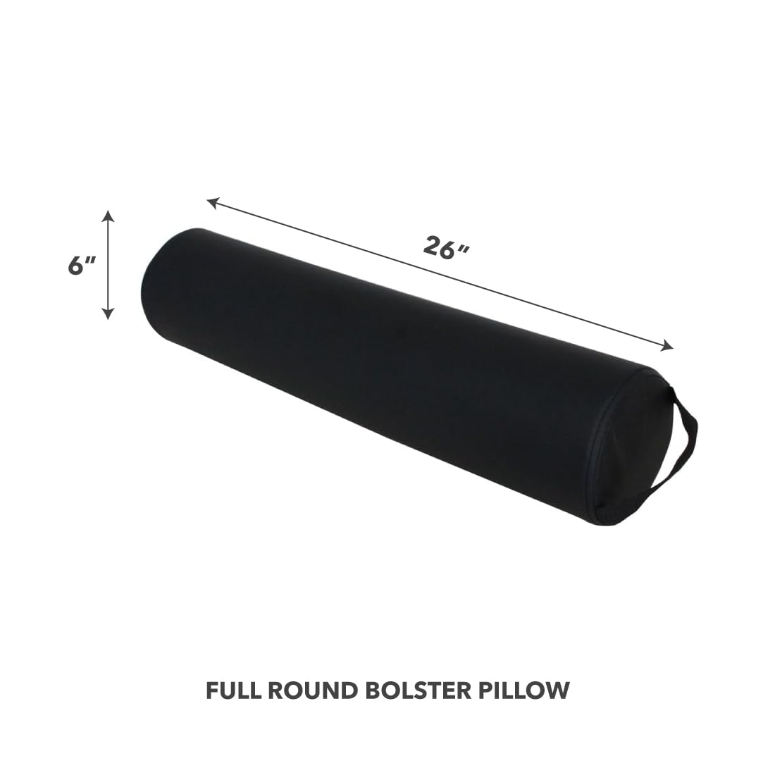 ForPro Full Round Bolster, Black, Oil and stain-resistant, for Massage and Yoga, 6ââ‚¬Â R x 26ââ‚¬Â L