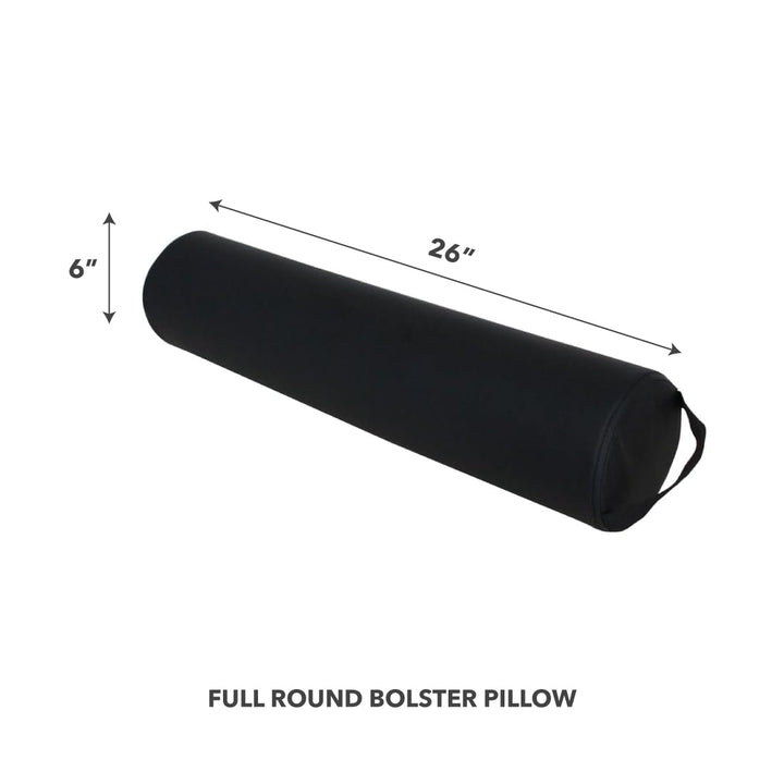 ForPro Full Round Bolster, Black, Oil and stain-resistant, for Massage and Yoga, 6ââ‚¬Â R x 26ââ‚¬Â L
