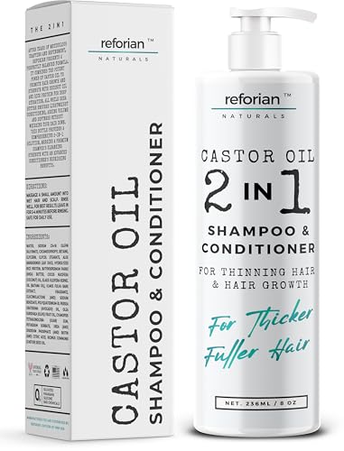 Castor Oil 2 in 1 Shampoo and Conditioner Men & Women Castor Oil Shampoo and Conditioner for Hair Growth Products Shampoo and Conditioner 2 in 1 Castor Oil for Hair Growth Shampoo and Conditioner Set