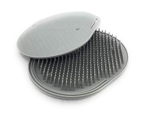 GBS Soft Pocket Shower Palm Hair Brush. Massage & Head Scratcher. 4-Pack - 2 Gray 2 Black Shower Shampoo Brush - Head Scrubber Promotes Hair Growth. Multi Use for Women Men Beard !