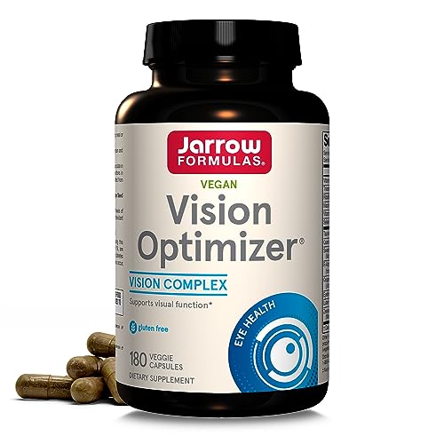 Jarrow Formulas Vision Optimizer Veggie Capsules - 180 Count - Eye Supplement - Dietary Supplement - with Grape Seed Extract, Lutein & Zeaxanthin, Quercetin & More - Non-GMO - Gluten Free