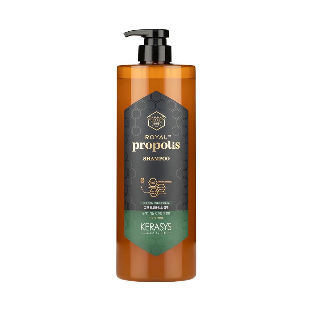 Kerasys Propolis Royal Jelly Extract Green Tea Olive Oil Shiny and Healthy Hair Propolis Green Moisture 33.8 fl oz / 1L (Shampoo, 1-Pack)