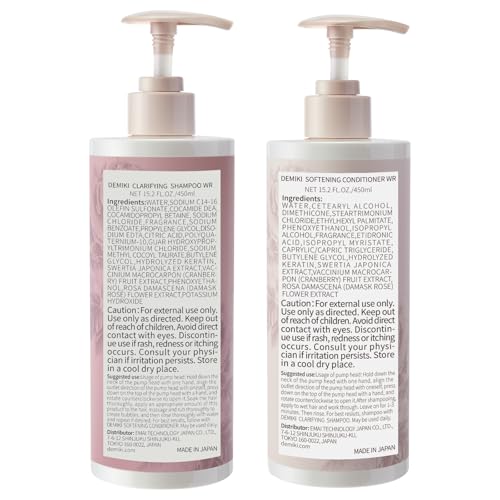 DEMIKI Japanese Shampoo and Conditioner Set for Women,Sulfate Free Shampoo for Oily Hair,Paraben Free,Dye Free,Organic Rose Scent,Clarifying Shampoo Moisturizing and Refreshing Natural Hair Care,32oz
