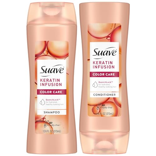 Suave Shampoo and Conditioner Set, Keratin Infusion, Color Care –Keratin Hair Treatment, Detangler & Frizz Control, 12.6 Oz Ea (2 Piece Set)