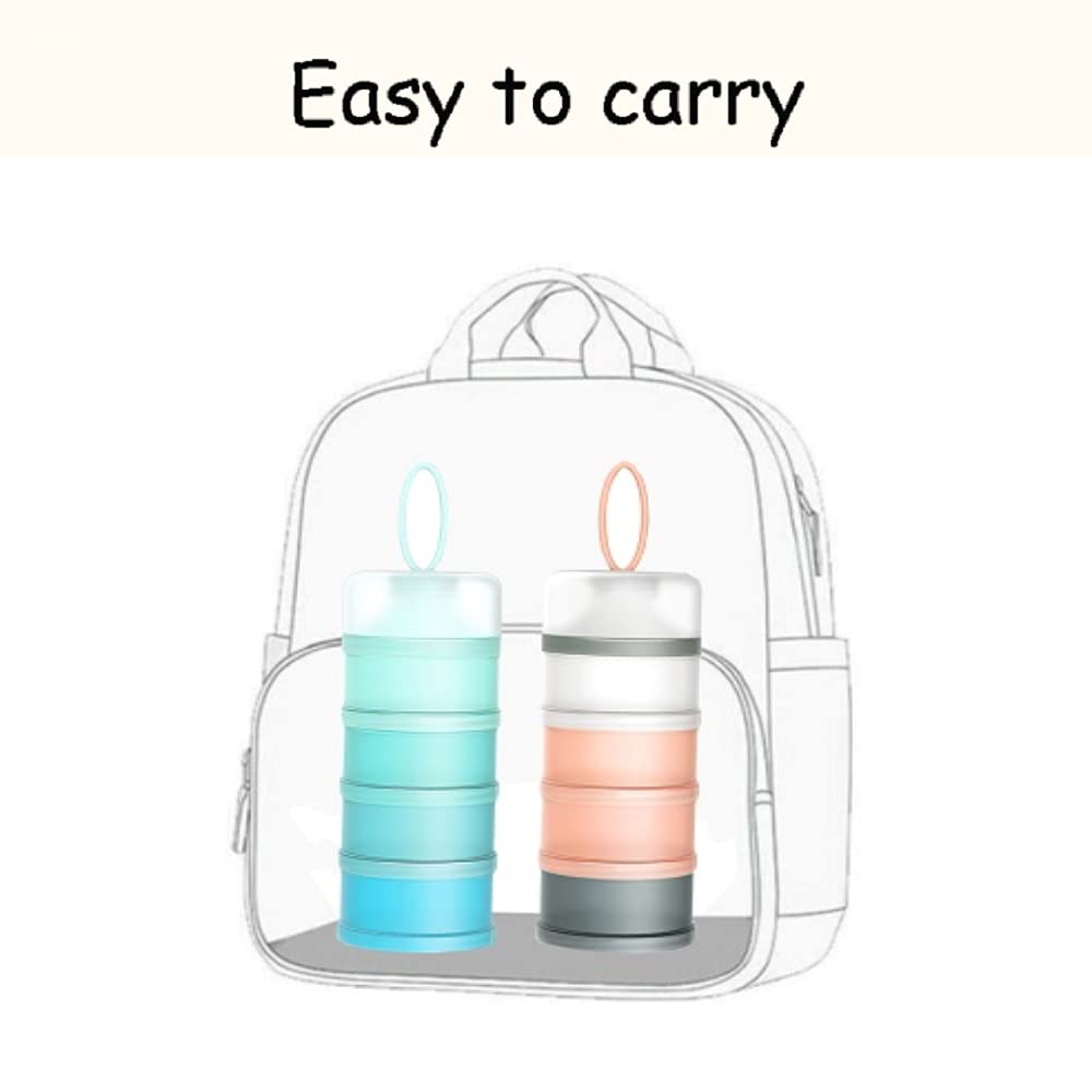 BJLIIO 4-Piece Twist Lock Snack Storage Container, Non-Spil Portable and Stackable Storage Travel Container for Protein Powder Formula Nuts and Fruit, BPA Free Durable Plastic Snack Containers