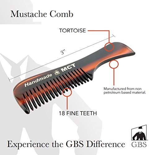 GBS Tortoise Pocket Moustache and Beard Comb -- MADE IN THE USA