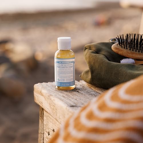 Dr. Bronner's - Pure-Castile Liquid Soap (Baby Unscented, 2 ounce, 2-Pack) - Made with Organic Oils, 18-in-1 Uses: Face, Body, Hair, Laundry, Pets and Dishes, Concentrated, Vegan, Non-GMO