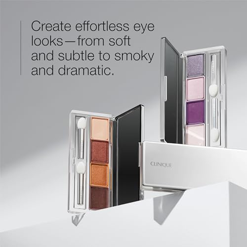 Clinique All About Shadow Quad | Long Lasting, Crease + Fade Resistant + Safe For Sensitive Eyes, Pink Chocolate, 0.05 Ounce