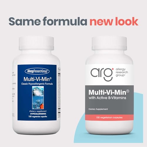 Allergy Research Group Multi-Vi-Min Supplement - Multivitamin for Men & Women, with Iron, Daily Vitamins, for Adults, High Potency, Bioavailable, Vegetarian Capsules - 150 Count